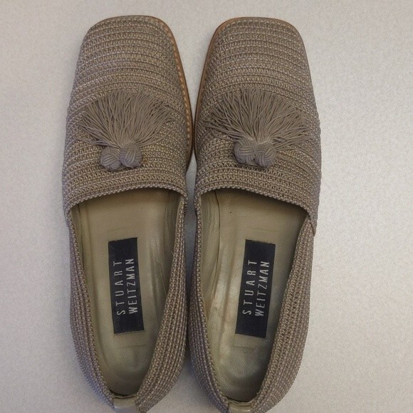 Stuart Weitzman Woven Tassel Loafers EUC - taupe, tan, khaki - 6.5 - Picture 4 of 7
